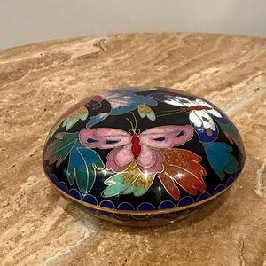 Colorful Vintage Butterfly Cloisonne Trinket Box